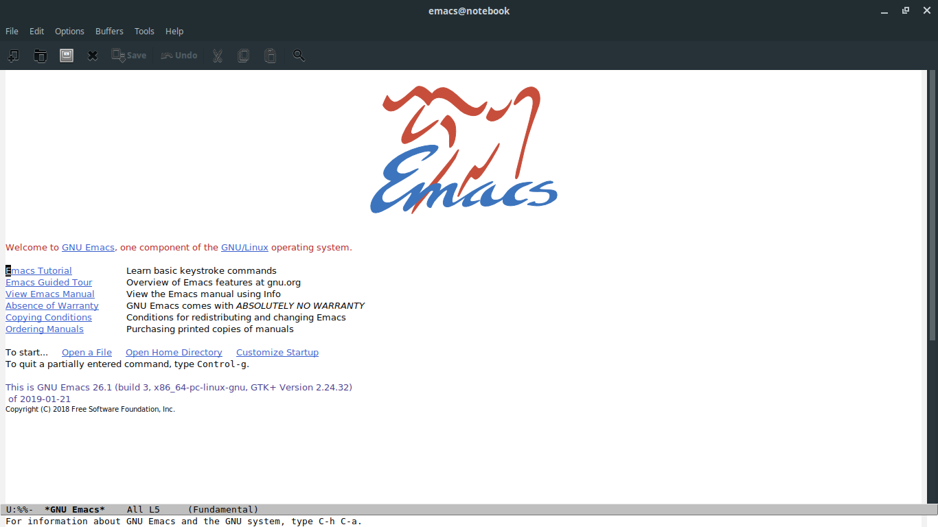 emacs 启动初始界面